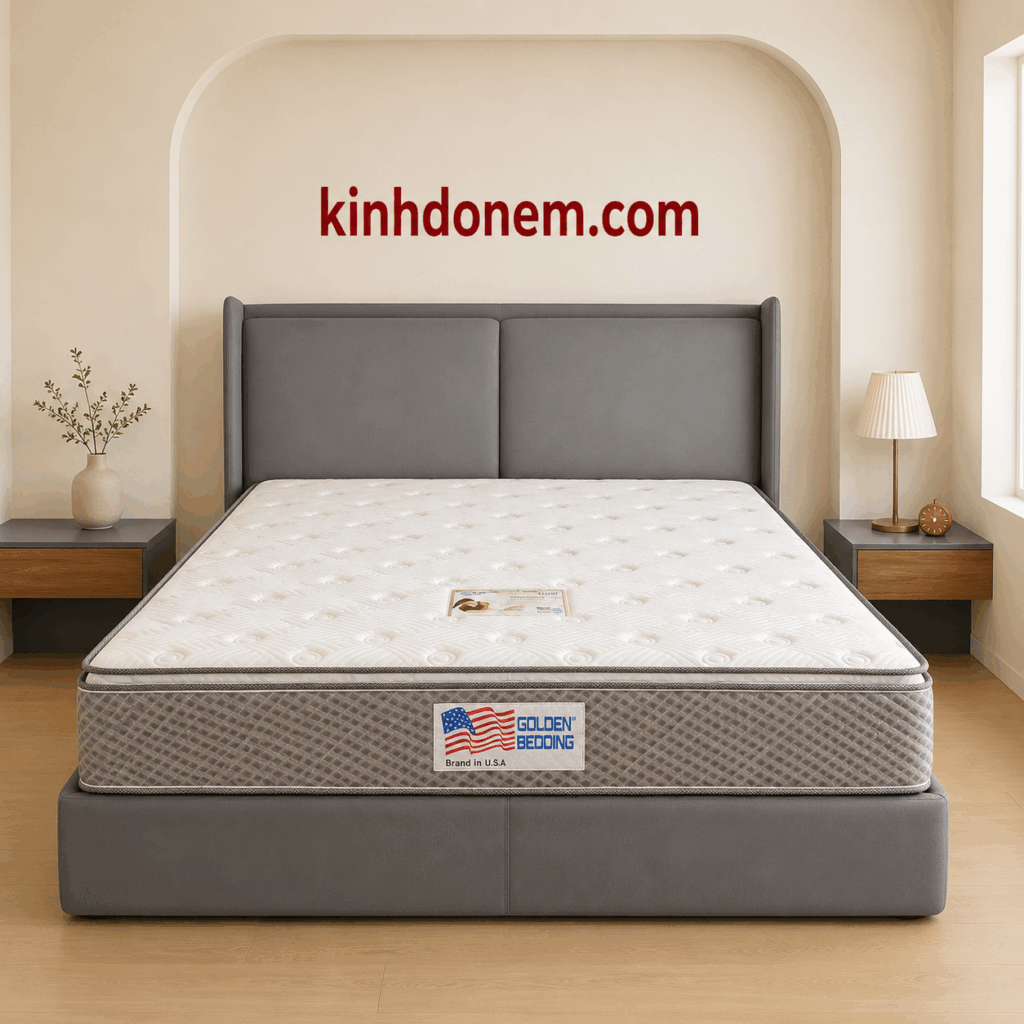 Nệm lò xo túi American Việt Mỹ 3 viền cao cấp với thiết kế sang trọng, nâng đỡ cơ thể êm ái và chống rung hiệu quả