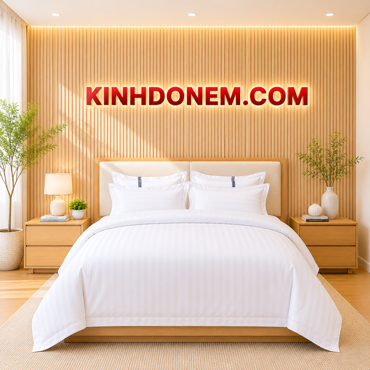 Chăn-Ga-Khách-Sạn-T250-T255-Tiêu-Chuẩn Bộ chăn ga khách sạn vải T250 T255 cao cấp màu trắng sang trọng mềm mại và thoáng mát cho phòng ngủ khách sạn