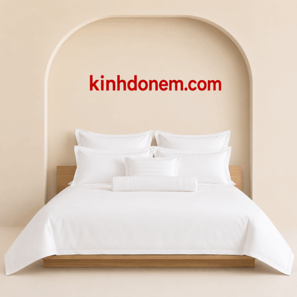 Bộ chăn ga khách sạn Cotton T200 màu trắng mềm mại chuẩn khách sạn cao cấp