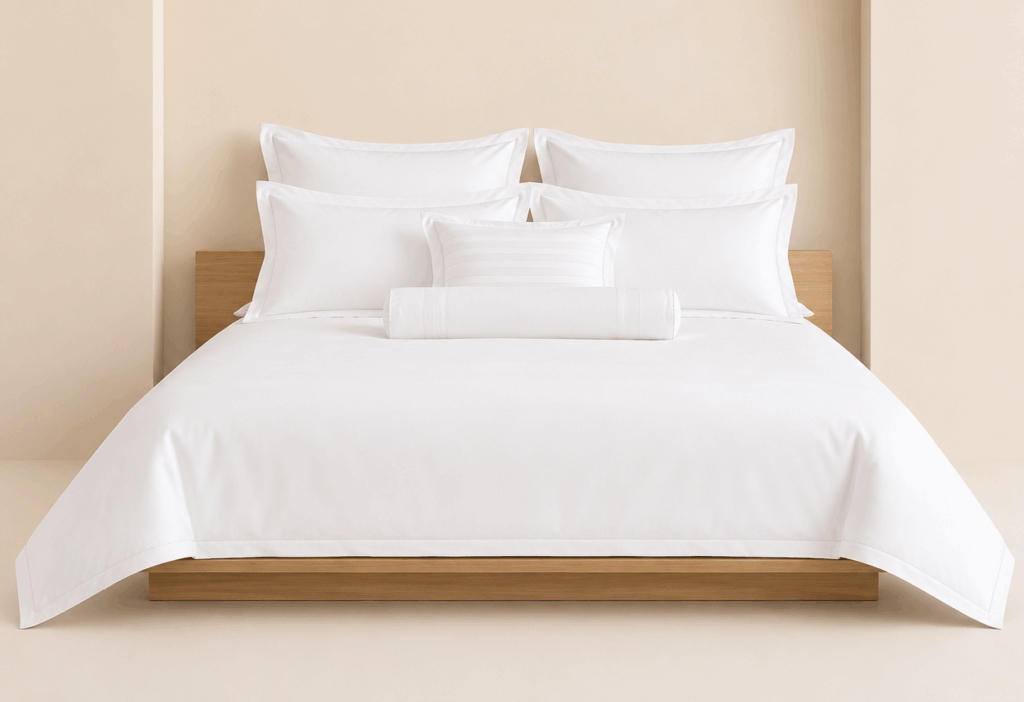 Bộ chăn ga khách sạn Cotton T200 màu trắng mềm mại chuẩn khách sạn cao cấp