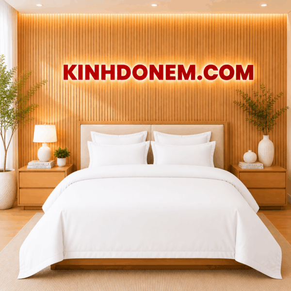 Bộ chăn ga khách sạn Cotton T200 màu trắng mềm mại chuẩn khách sạn cao cấp