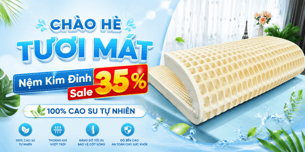 Hình ảnh banner sale nệm foam, nệm cao su thiên nhiên và nệm lò xo túi độc lập tại Đà Nẵng