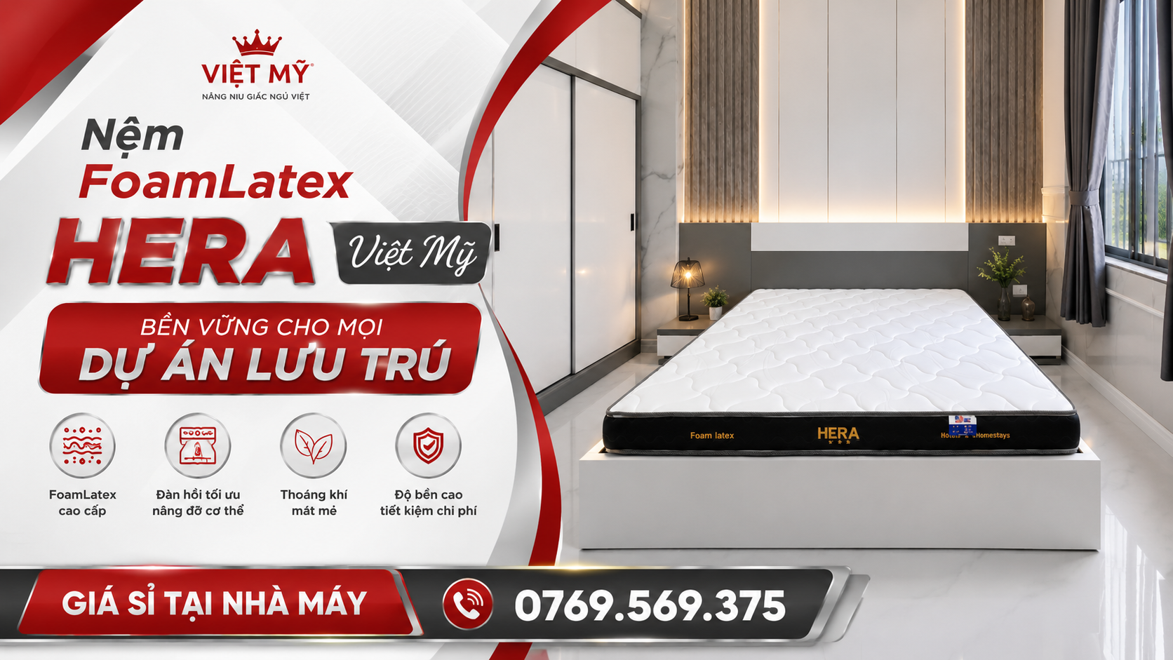 Phòng ngủ khách sạn chuyên nghiệp với bộ chăn ga màu trắng sạch sẽ, sang trọng và hiện đại.