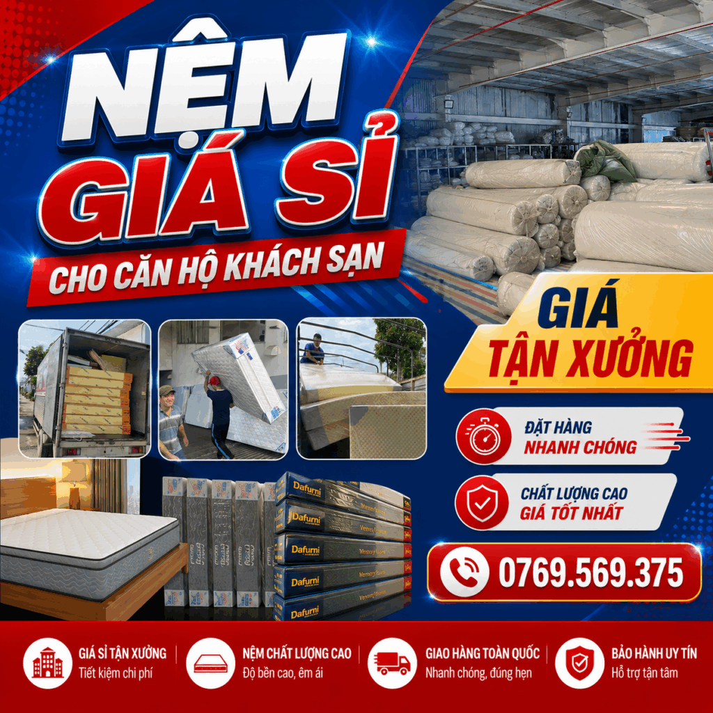 muanệm gia sỉ, mua sắm nệm ga gối tận kho