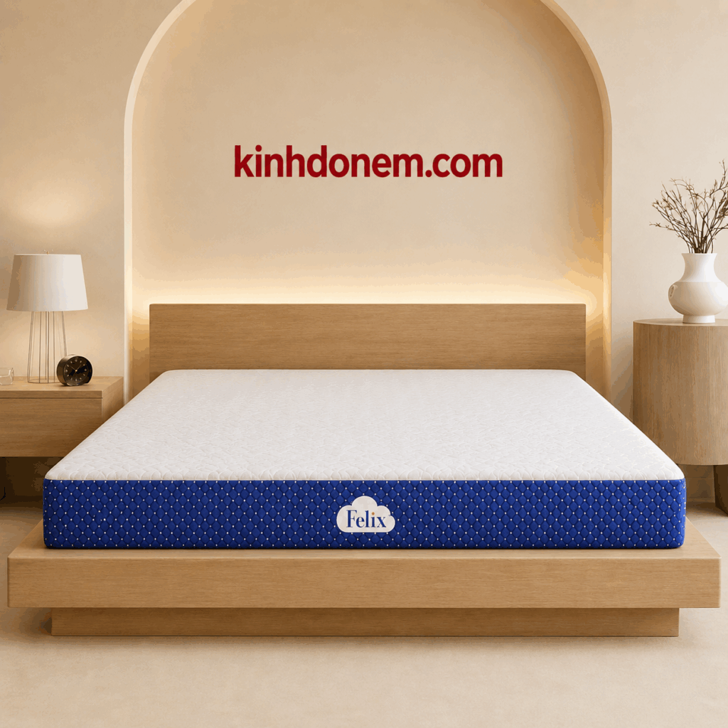 Nệm cao su thiên nhiên 100% Felix đàn hồi êm ái thoáng khí cao cấp cho phòng ngủ hiện đại